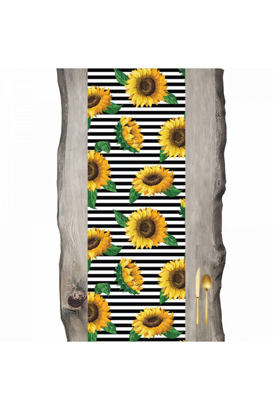 Sunflower Field Black and White Striped Runner