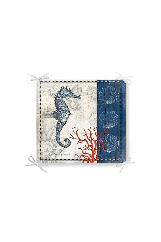 Sea Marine Creatures Coral Seahorse Zippered Chair Cushion