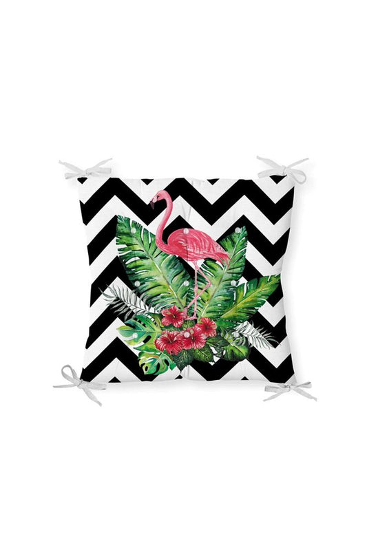 Flamingo Pattern Zippered Chair Cushion on Zigzag Base