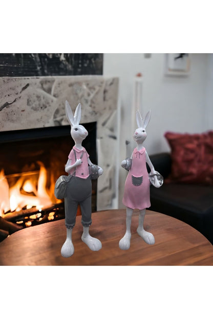 Shopping Bunnies Decorative Oble Pink