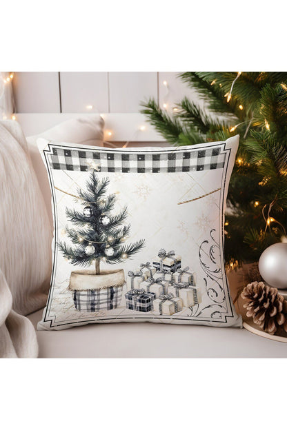 Yılbaşı, Christmas, Kış, Winter Serisi Ekoseli Kırlent - Kırlent Kılıfı
