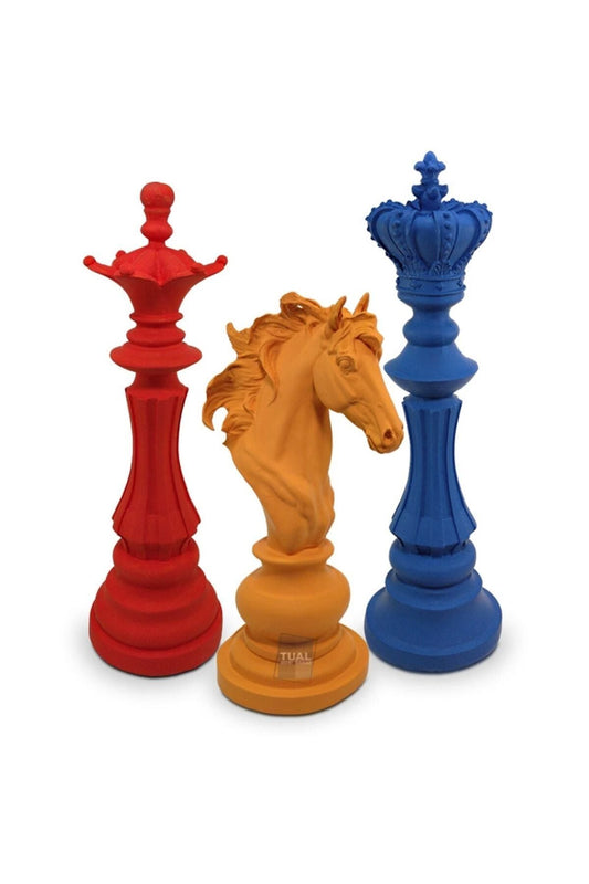 Decorative Chess Piece Statue Set (3 Pieces)