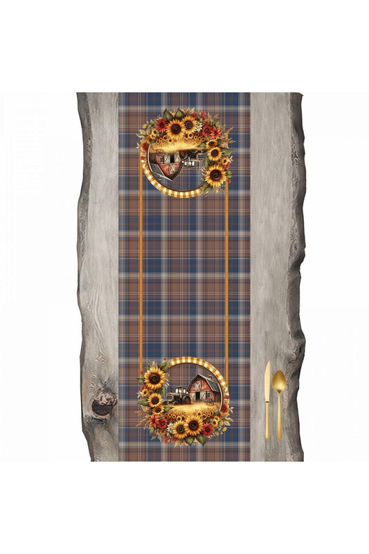 Autumn House and Horseflower Plaid Pattern Runner - Runner
