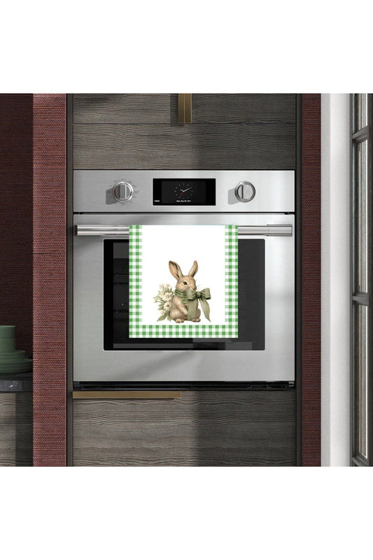 Green Gingham Rabbit Patterned Oven Cover