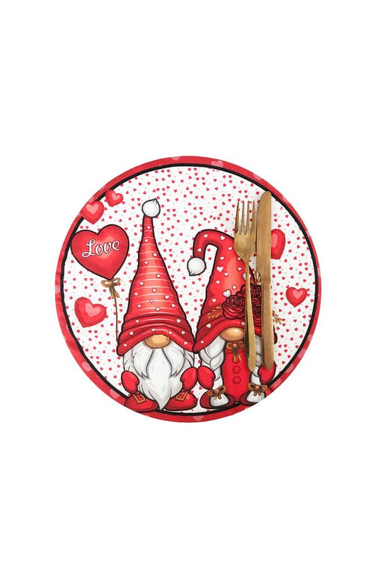 Lover Gnomes Pattern 2 Pieces Winter Plate, Fabric - Wooden Inside Plate