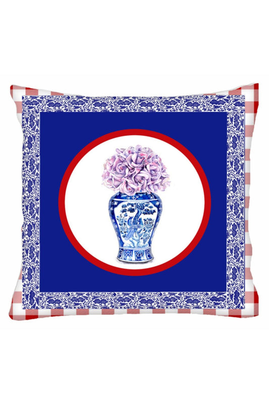 Kırmızı Pötikare Çerçeveli Bleu Blanc Kiraz Yastık & Kırlent & Kırlent Kılıfı No: 2