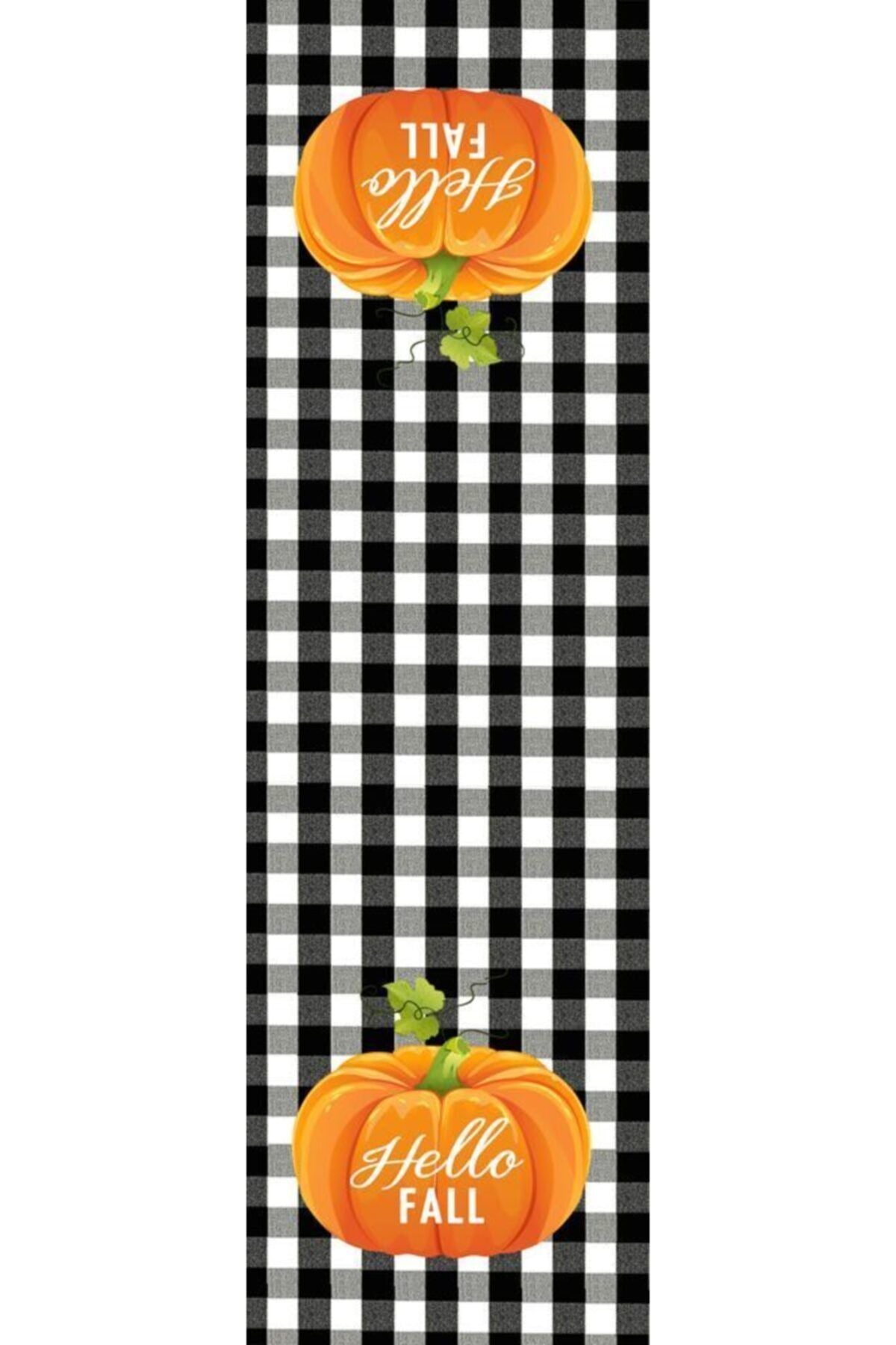 Pumpkin Runner on Plaid Pattern