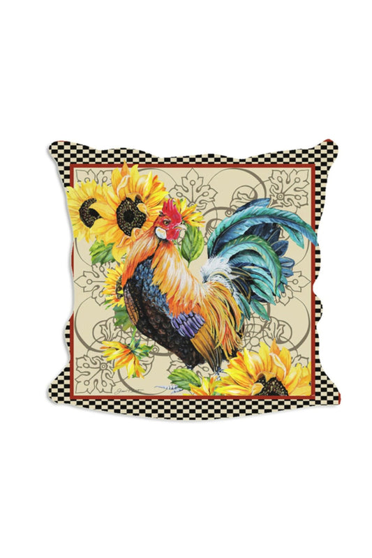 Country Farm Horozlar Ve Ayçiçekleri Seri No : 1 Yastık & Kırlent & Kırlent Kılıfı