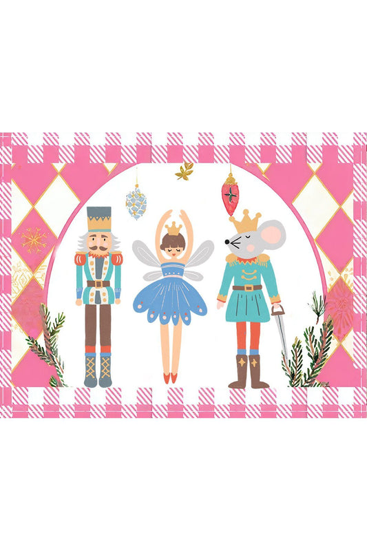 Nutcracker ve Balerin Pembe Desenli Amerikan Servisi Dikdörtgen 35 x 50 cm