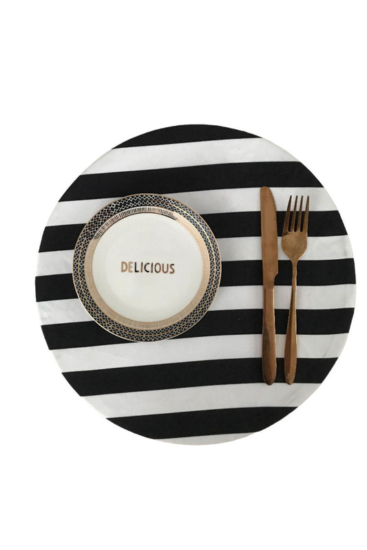 Black and White Striped Pattern Placemat, Fabric Mat
