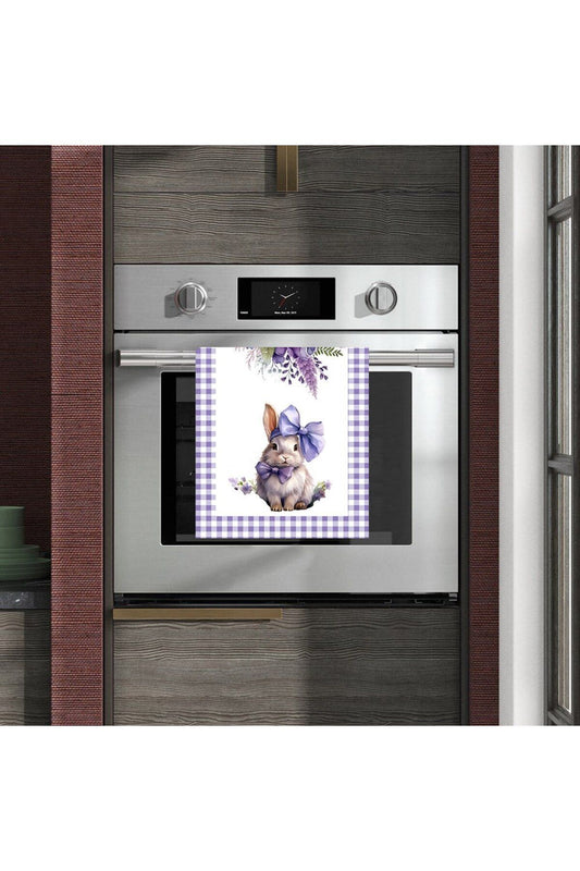 Purple Gingham Rabbit Patterned Oven Cover
