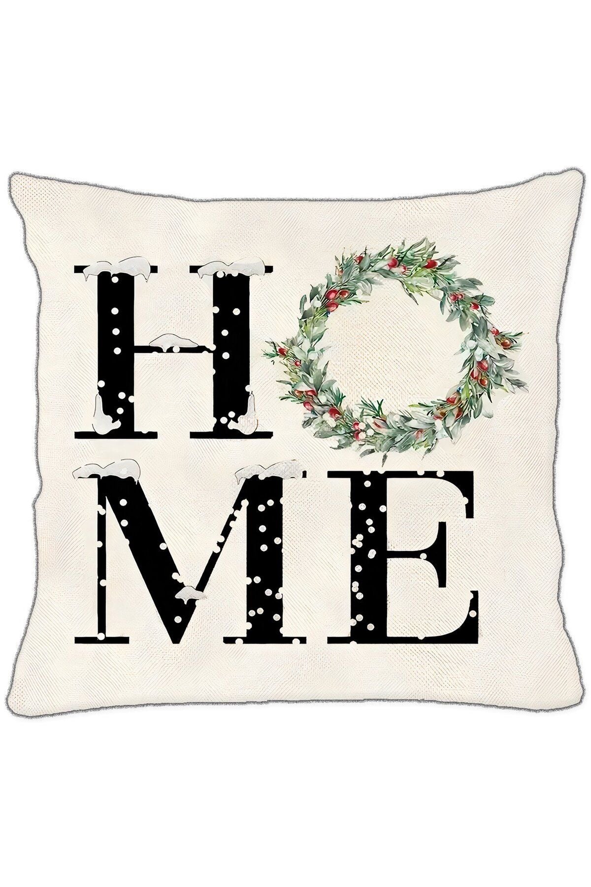 Yılbaşı, Christmas, Kış, Winter Home Noel Serisi Home Çelenkli No:3 Kırlent - Kırlent Kılıfı