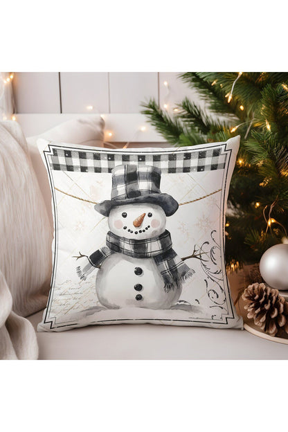 Yılbaşı, Christmas, Kış, Winter Serisi Ekoseli Kırlent - Kırlent Kılıfı