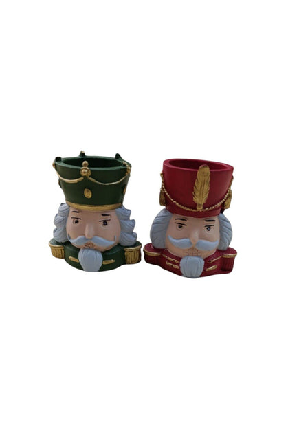 2'li Kurşun asker- Nutcracker - Fındıkkıran Mumluk Kırmızı Yeşil