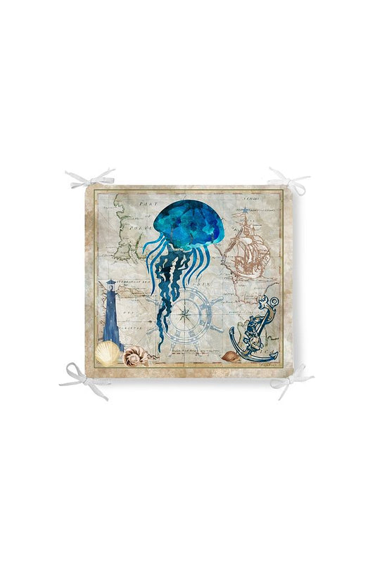 Piri Reis Jellyfish Zippered Chair Cushion