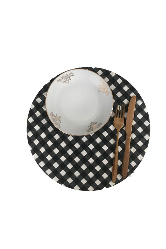 Black Gingham, Checkerboard Placemat, Cloth Underlay