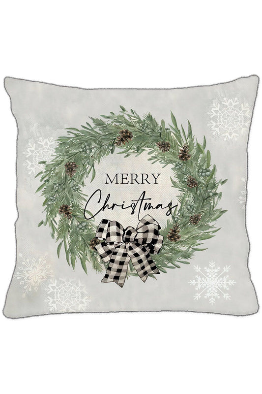 Yılbaşı, Christmas, Kış, Winter Ekoseli Seri Çelenk No:2 Kırlent - Kırlent Kılıfı