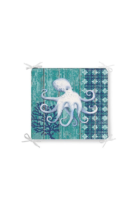 Marine Striped Octopus Pattern Zippered Chair Cushion