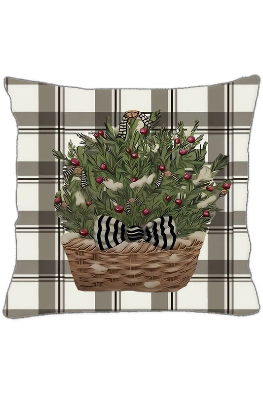 Yılbaşı, Christmas, Kış, Winter Ekoseli Seri Sepet No:4 Kırlent - Kırlent Kılıfı