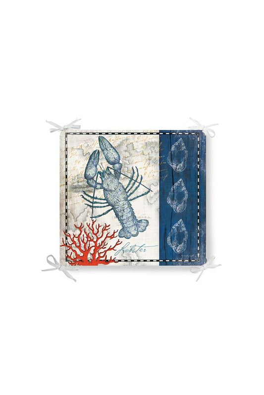Marine Creatures Coral Lobster Zippered Chair Cushion
