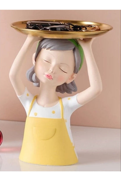 Girl with Tray Presentation Statue (yellow)