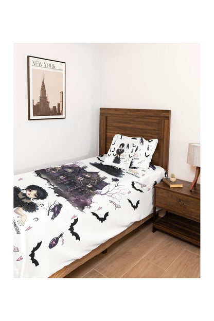 Wednesday Adams Family Patterned Bedspread and Pillowcase