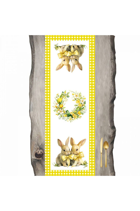 Rabbit Yellow Gingham Framed Special Pattern Runner - Runner