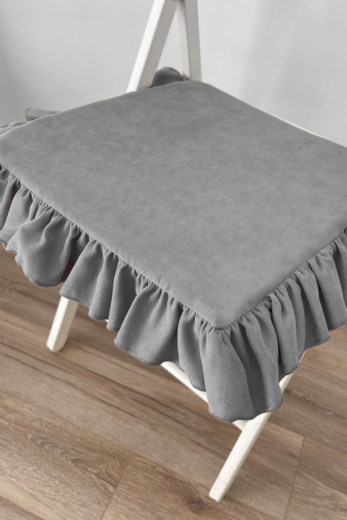 Ruffle Liquid &amp; Stain Repellent Scandinavian Chair Cushion Grey