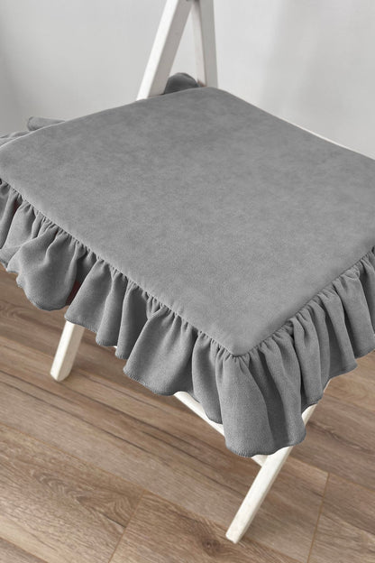 Ruffle Liquid &amp; Stain Repellent Scandinavian Chair Cushion Grey