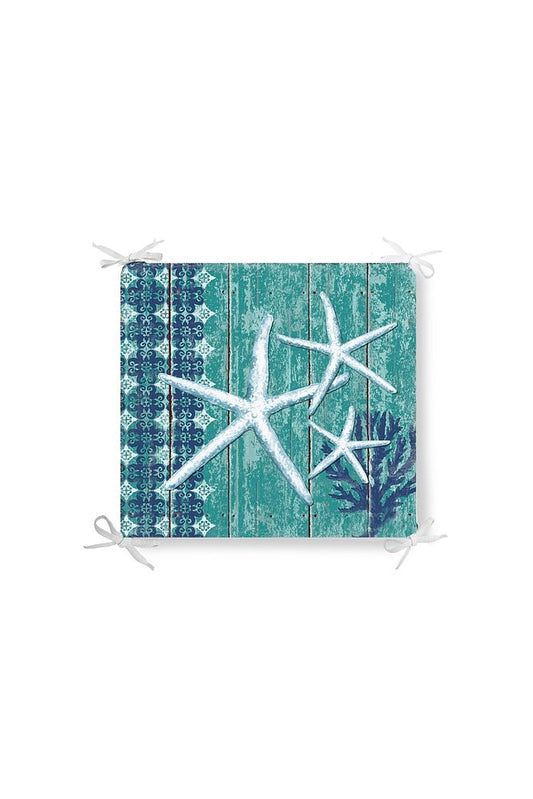 Marine Striped Starfish Pattern Zippered Chair Cushion