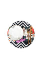 Lily Pattern Black and White Striped Ground 2 Pieces Winter Supla, Fabric - Wooden Inside Supla