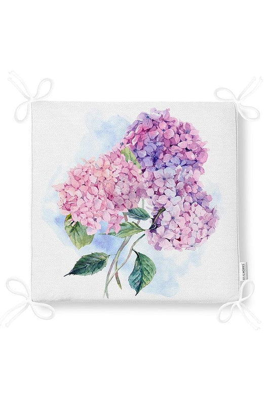 Hydrangea Flower Zippered Chair Cushion
