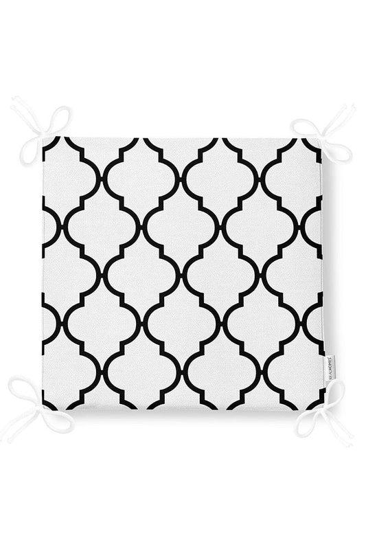 Black and White Ogea Patterned Zippered Chair Cushion