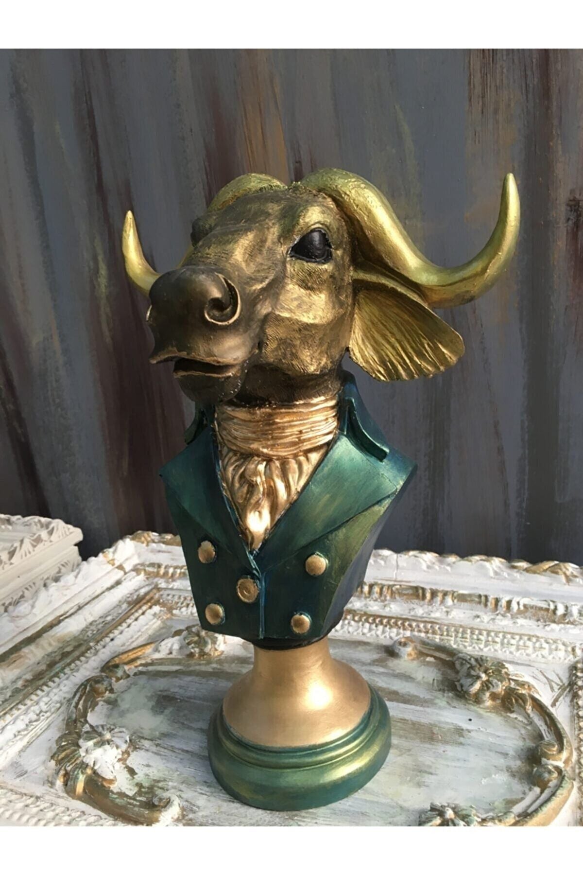 Taurus Gold &amp; Green Pattern Decorative Object