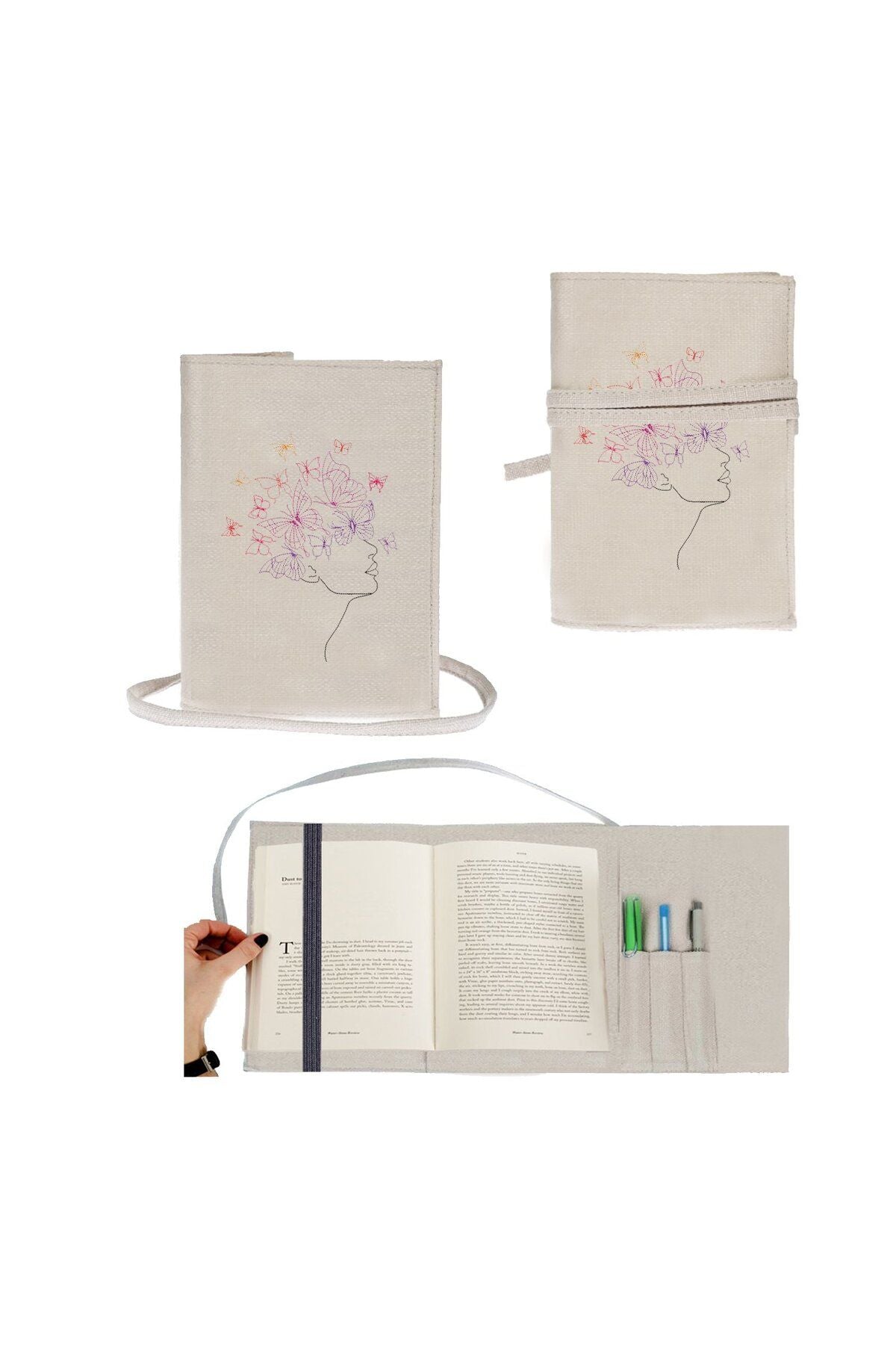 Butterfly Women Nakışlı Kitap - Tablet - Ebook Çantası / Kılıfı