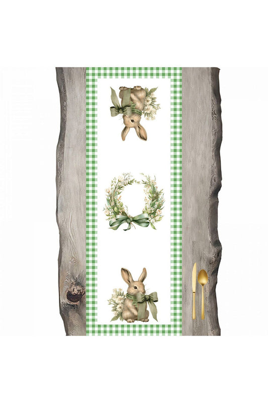 Rabbit Green Gingham Framed Special Pattern Runner - Runner