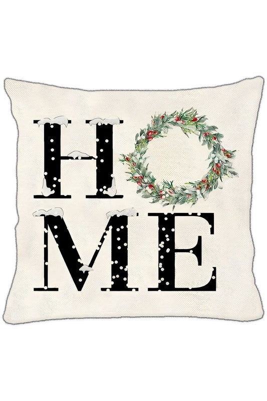 Yılbaşı, Christmas, Kış, Winter Home Noel Serisi Home Çelenkli No:3 Kırlent - Kırlent Kılıfı