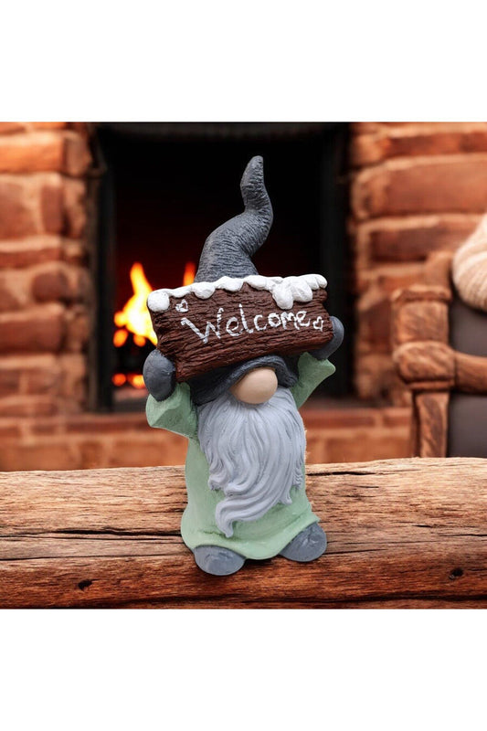 Welcome Written Snow Dwarf Garden Dwarf, Polyester Figurine,