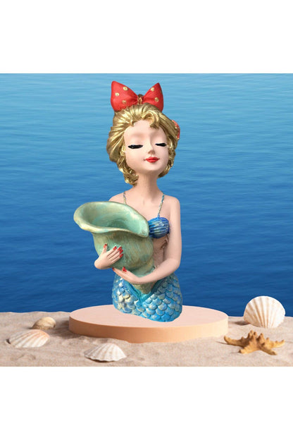 Mermaid Figurine Vase with Bouquet