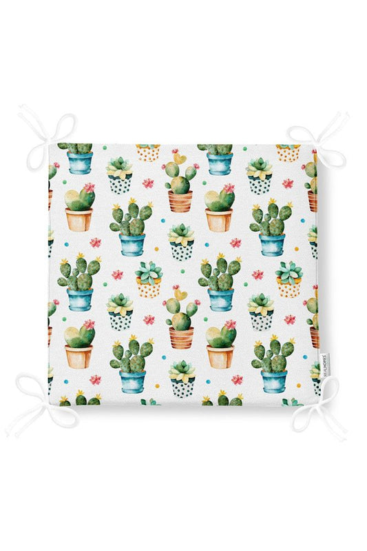 Colorful Cacti in Pots Zippered Chair Cushion