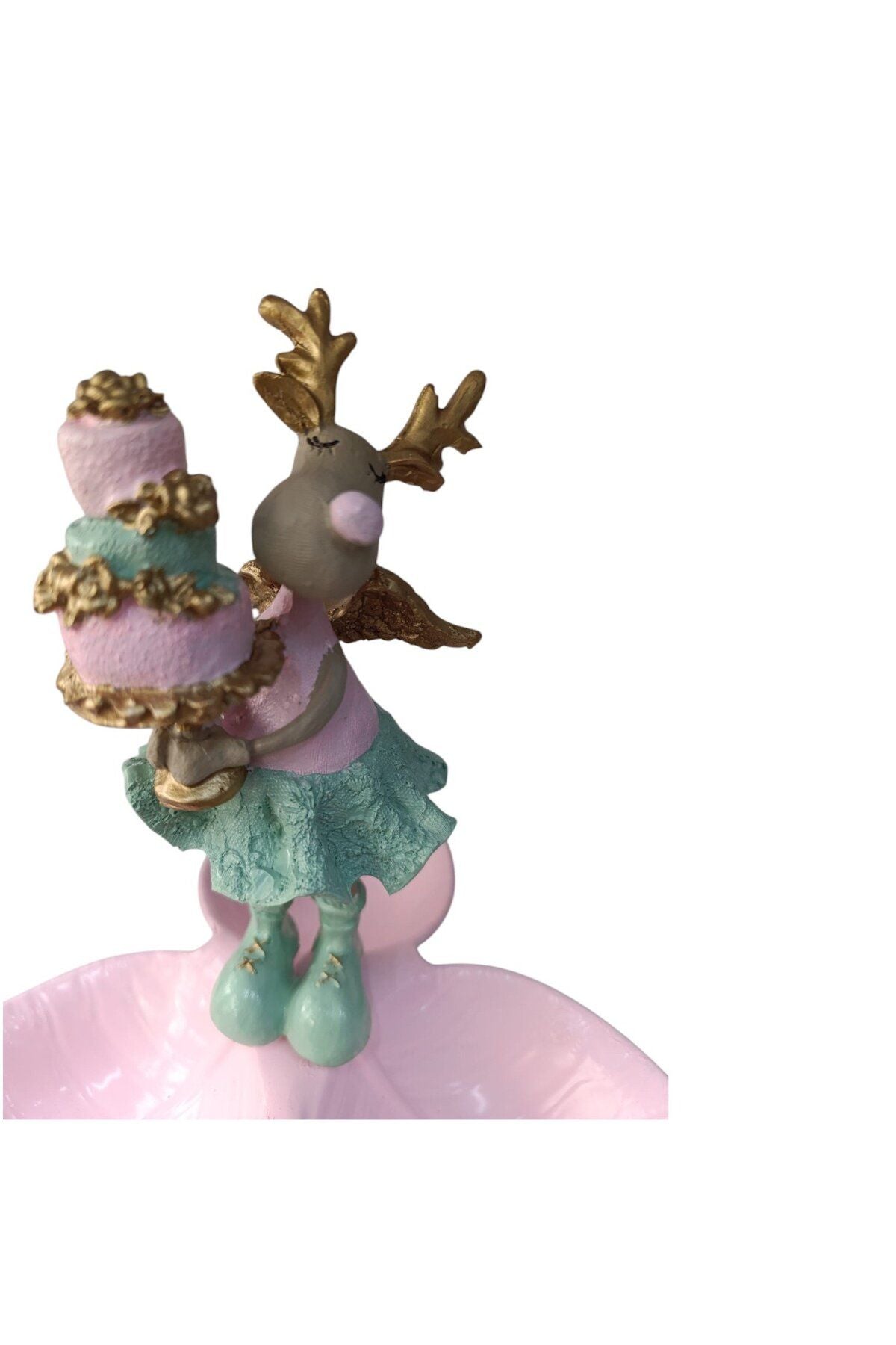 Pink Deer Plate Presentation with Cake, Snack - Breakfast - Coffee - Fruit Presentation Plate