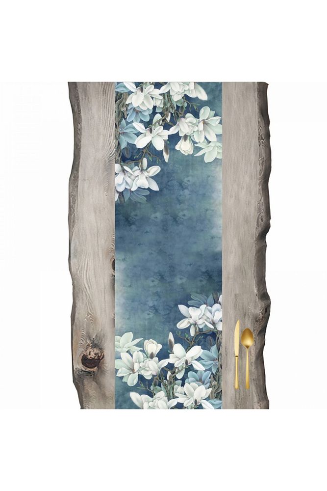 Dream of Blue Velvet Flowers Runner