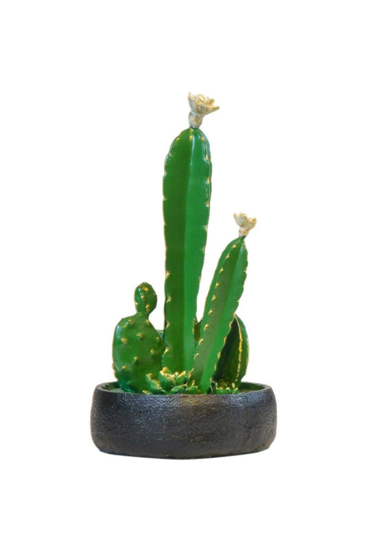 Decorative Large Potted Cacti Figurine Green (37x20cm)