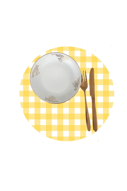 Yellow Gingham, Checkerboard Placemat, Cloth Underlay