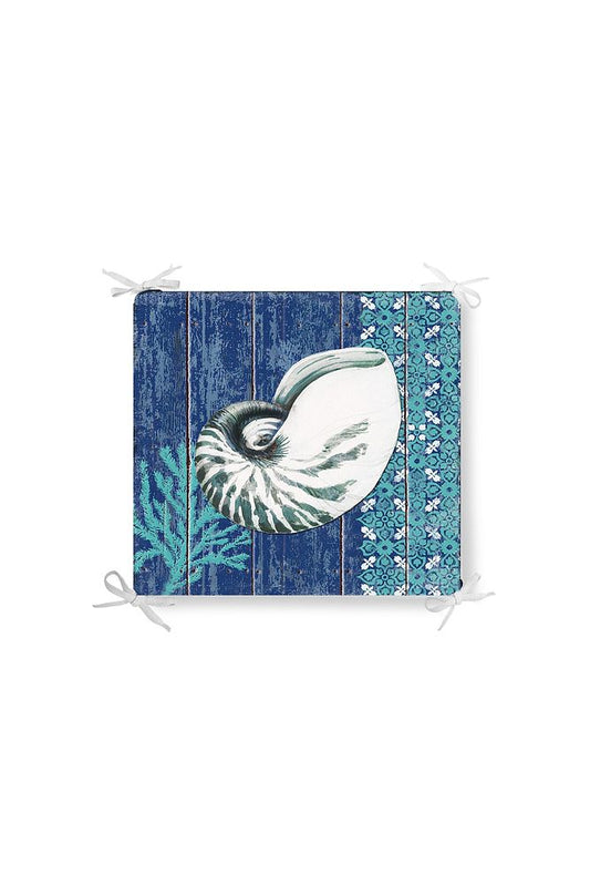 Marine Striped Seashell Pattern Zippered Chair Cushion