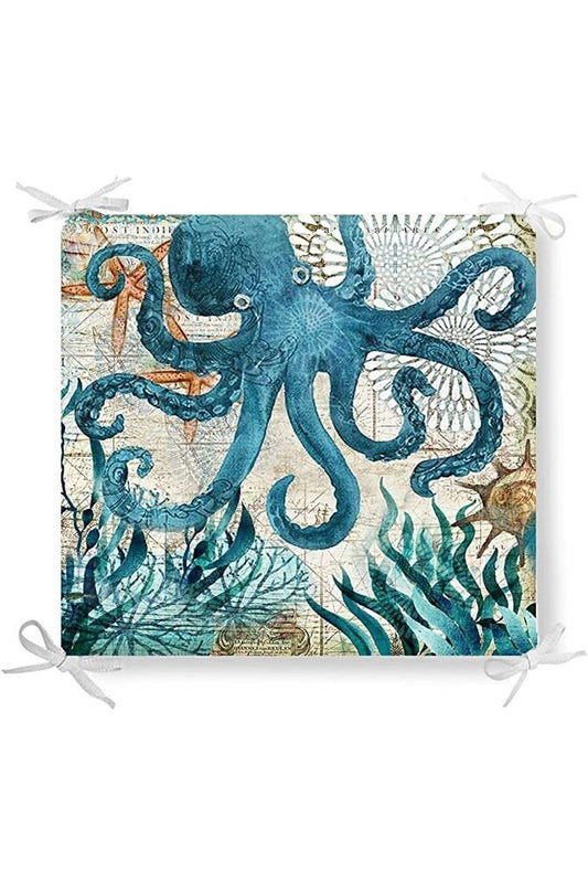 Marine Octopus Pattern Zippered Chair Cushion