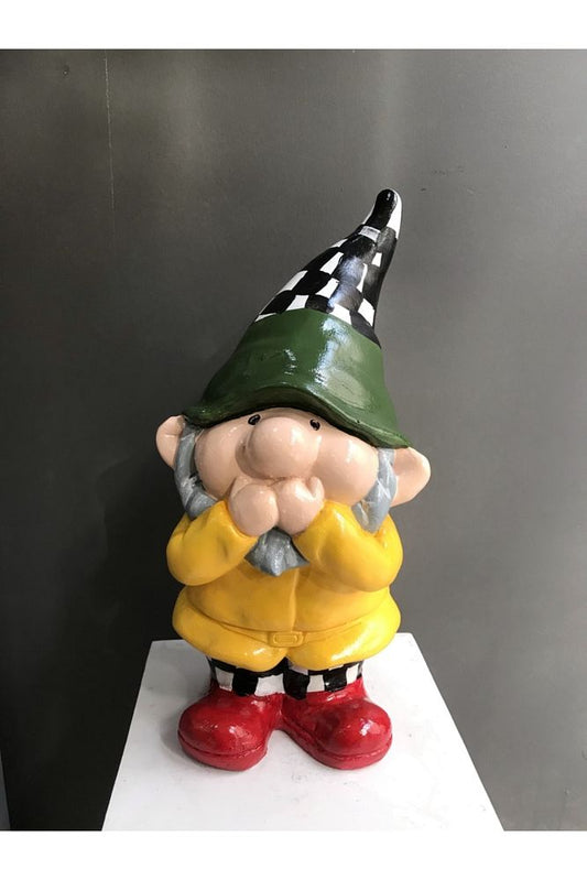 Checkered Dwarf I Don't Know Figurine - Decor