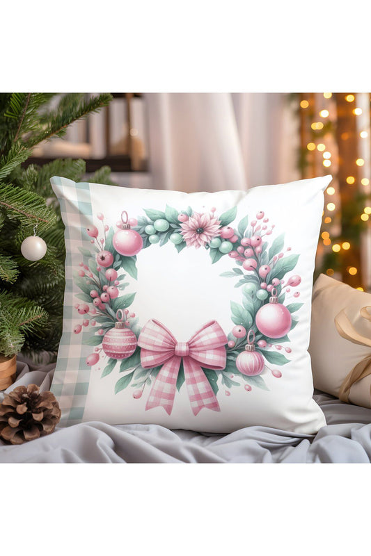Yılbaşı, Christmas, Kış, Winter Serisi Ekoseli Kırlent - Kırlent Kılıfı