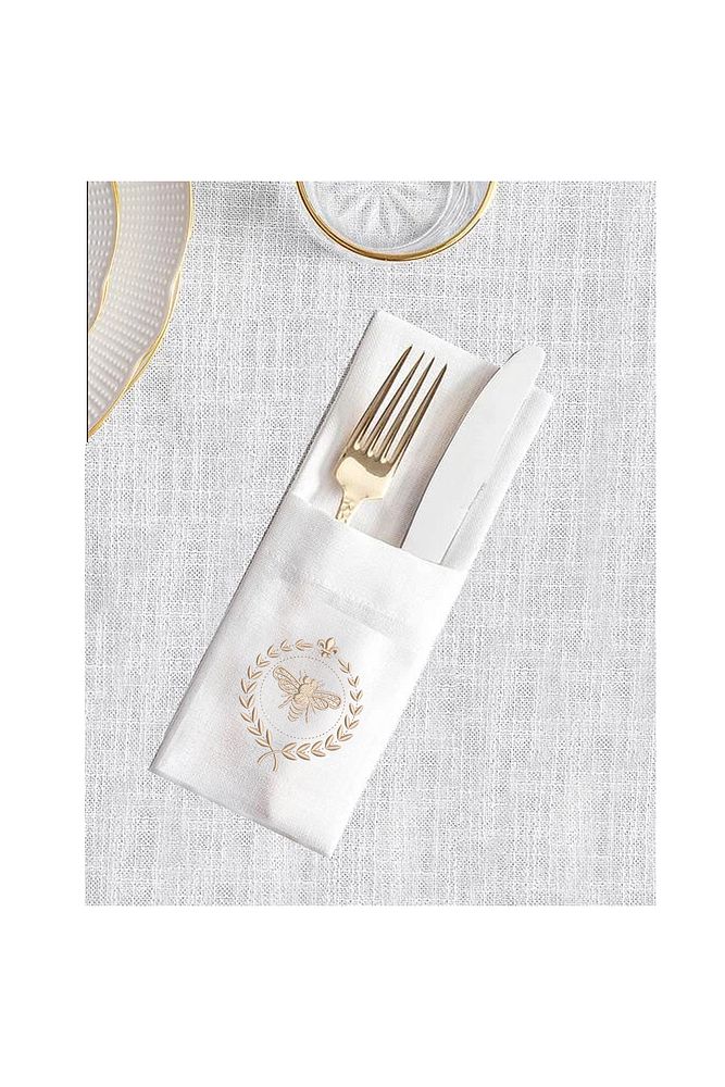 Imported Linen Bee Embroidered Cutlery Case