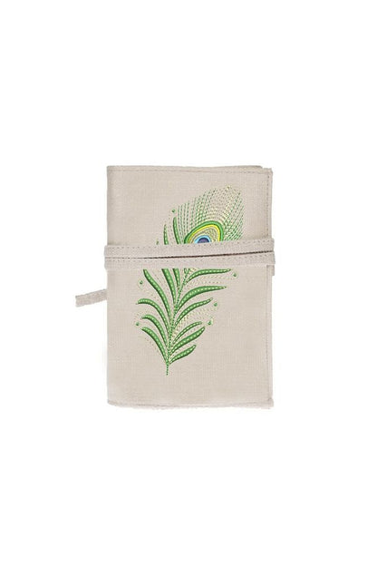 Peacock Feather Peacock Embroidered Book - Tablet - Ebook Bag / Case